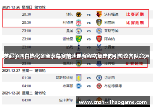 英超争四白热化冬窗落幕赛前速递赛程密集走向引热议各队命运 英超争四白热化冬窗落幕赛前速递赛程密集走向引热议各队命运